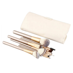 12pcs Rose gold Makeup Brushes set Foundation Eyeshadow eyebrow professional make up brush Cosmetics with Leather Toiletry Kits