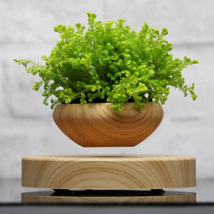 ABS Magnetic Suspended Plant Pot Grain Round LED Levitating Indoor Air Floating Pot for Home Office Decoration No Plant