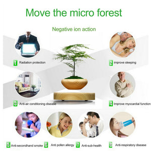 ABS Magnetic Suspended Plant Pot Grain Round LED Levitating Indoor Air Floating Pot for Home Office Decoration No Plant