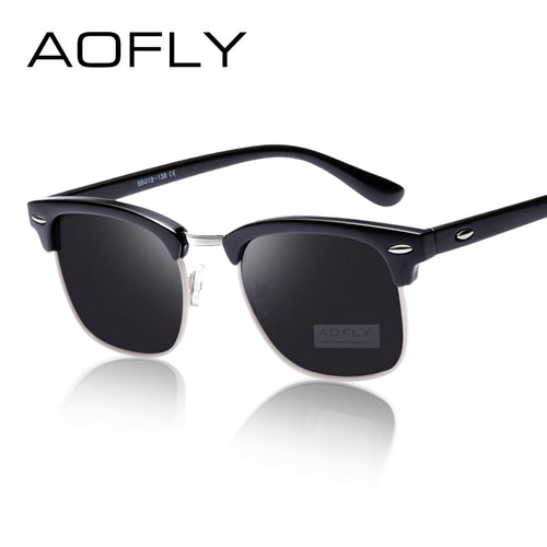 AOFLY CLASSIC Half Metal Sunglasses Men Women Brand Designer Glasses G15 Coating Mirror Sun Glasses Fashion Oculos De Sol PS1580