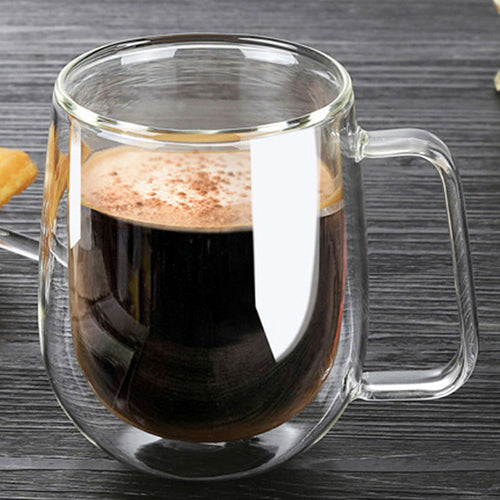 Double Wall Glass  Mugs 250ml High Quality  Fashion mug With Handle For  Tea Milk Coffee