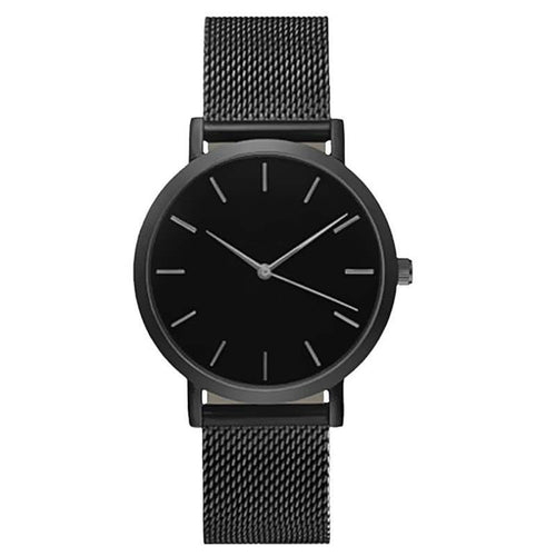 Fashion Simple Stylish Top Brand Women Watches Stainless Steel Mesh Strap Quartz-watch Thin Dial Men Watch Clock Reloj Mujer