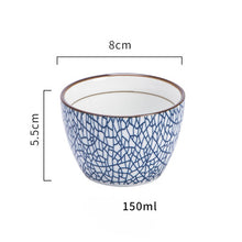 Japanese classical ceramic tableware kitchen soup noodle rice bowl 6 inch 8 inch big ramen bowl  spoon and tea cup