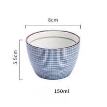 Japanese classical ceramic tableware kitchen soup noodle rice bowl 6 inch 8 inch big ramen bowl  spoon and tea cup