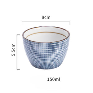 Japanese classical ceramic tableware kitchen soup noodle rice bowl 6 inch 8 inch big ramen bowl  spoon and tea cup