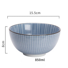 Japanese classical ceramic tableware kitchen soup noodle rice bowl 6 inch 8 inch big ramen bowl  spoon and tea cup