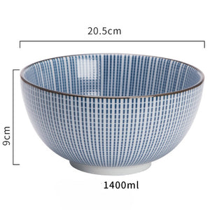 Japanese classical ceramic tableware kitchen soup noodle rice bowl 6 inch 8 inch big ramen bowl  spoon and tea cup