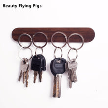 Key wood storage device wall logs key ring multifunctional Strong magnetic feed Hooks Suckers Clerk Housekeeper on the wall