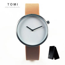 TOMI Minimalist Style Men Women Watch  Fashion Casual Leather Quartz Wristwatch Waterproof Analog Sport Clock Relogio Feminino