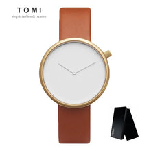 TOMI Minimalist Style Men Women Watch  Fashion Casual Leather Quartz Wristwatch Waterproof Analog Sport Clock Relogio Feminino